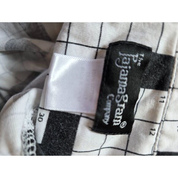 PajamaGram Cotton Pajama Set L Black & White Crossword Puzzle - Picture 4 of 7